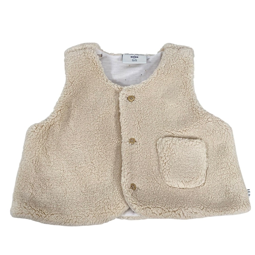Petite Maison x Nono Girl's Sherpa Vest sz 6 Months‎ Cream Lined Cozy Comfy Chic